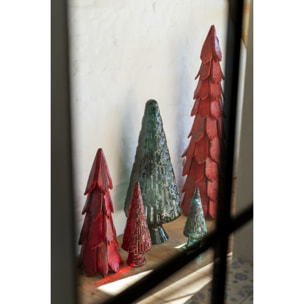 J-Line décoration Sapin Noël Pièces - bois - rouge - small