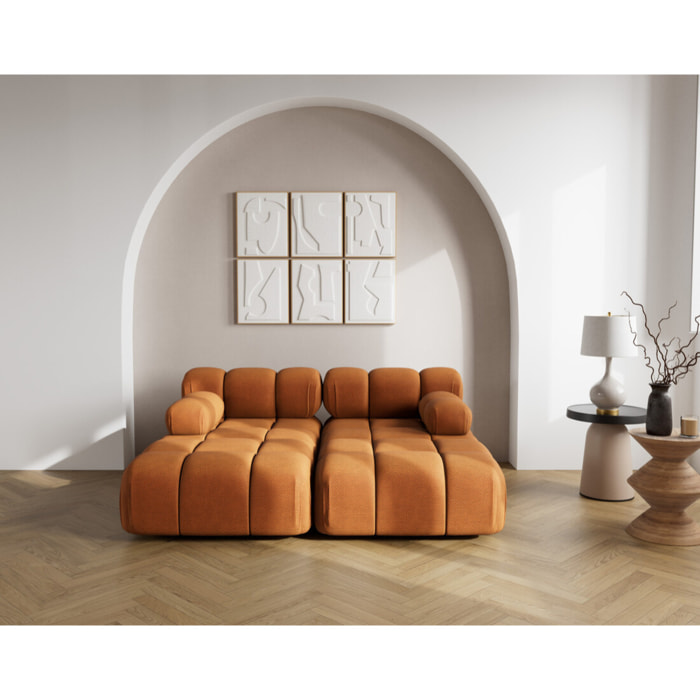 Ruby - canapé droit 4 places avec double méridienne - assise profonde - en velours texturé - Terracotta