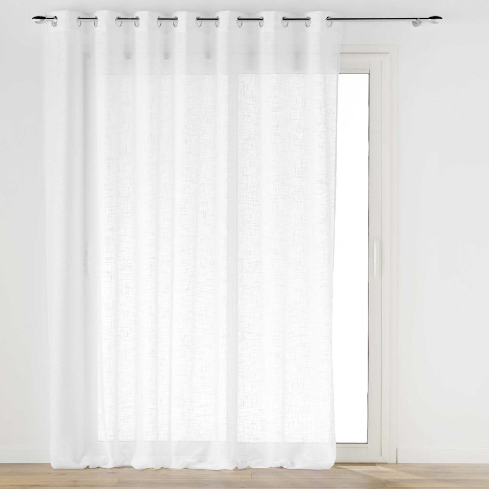 Voilage grande largeur à Oeillets Haltona Blanc  - Effet Lin Tissé - Blanc