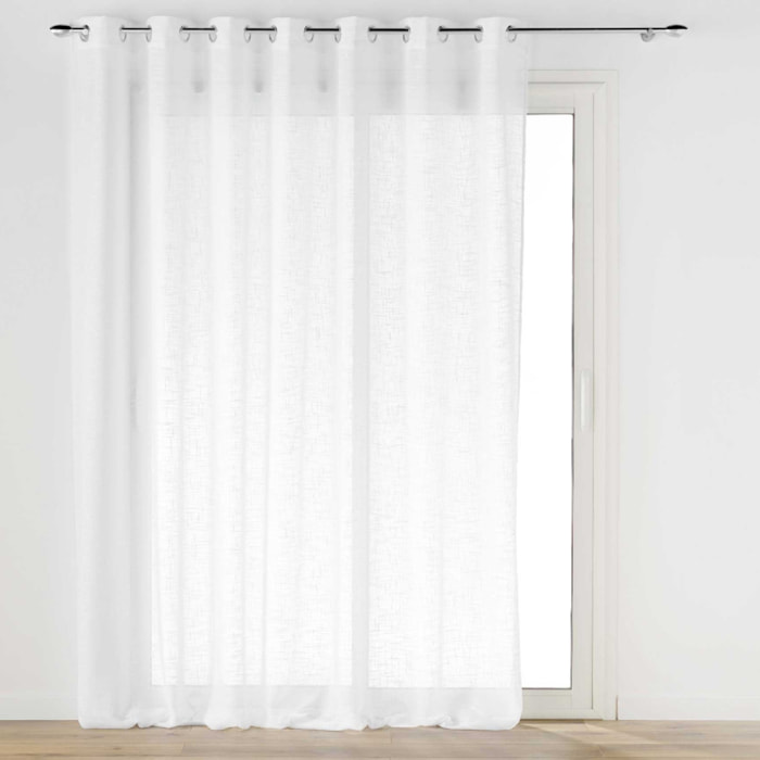 Voilage grande largeur à Oeillets Haltona Blanc  - Effet Lin Tissé - Blanc