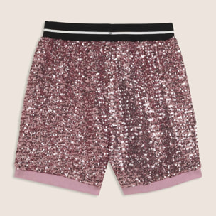 Shorts Junior in paillettes con elastico jacquard