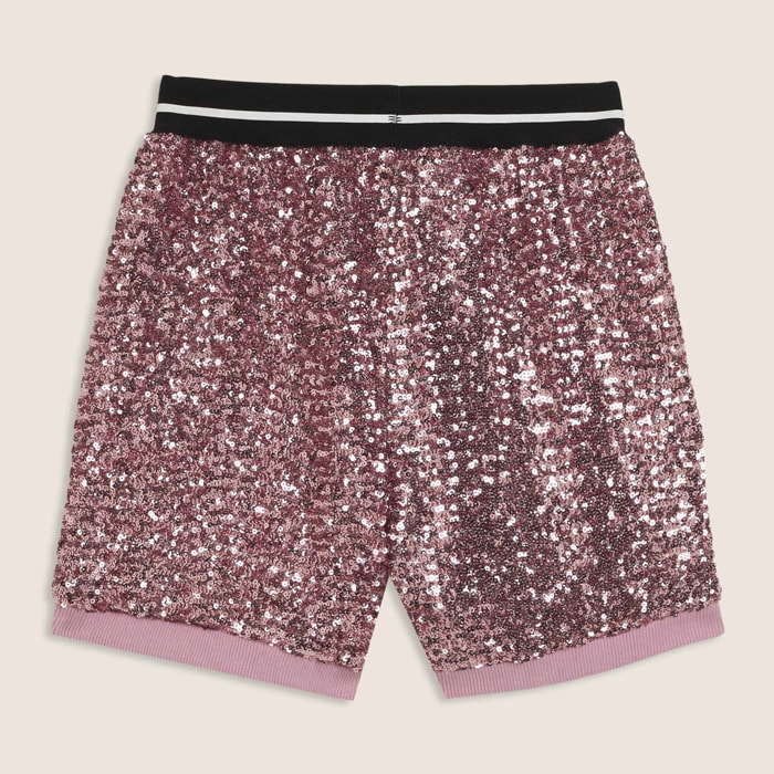 Shorts Junior in paillettes con elastico jacquard
