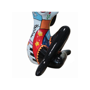 Statue femme en résine noire avec dessins multicolores H54cm - CIRCE 02