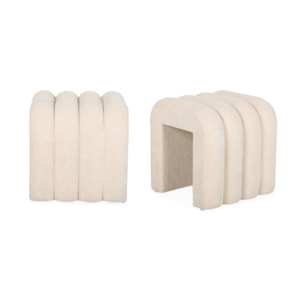 Set de 2 poufs contemporains en tissu beige