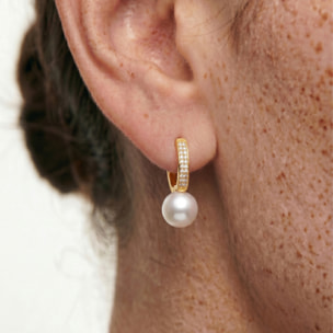 Pendientes de Circonita Brillante acabado en oro amarillo de 18k