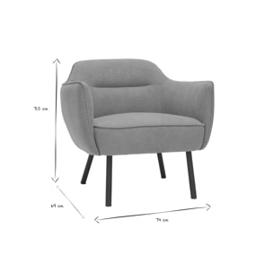 Fauteuil design en tissu effet velours jaune moutarde et métal noir LAURENS