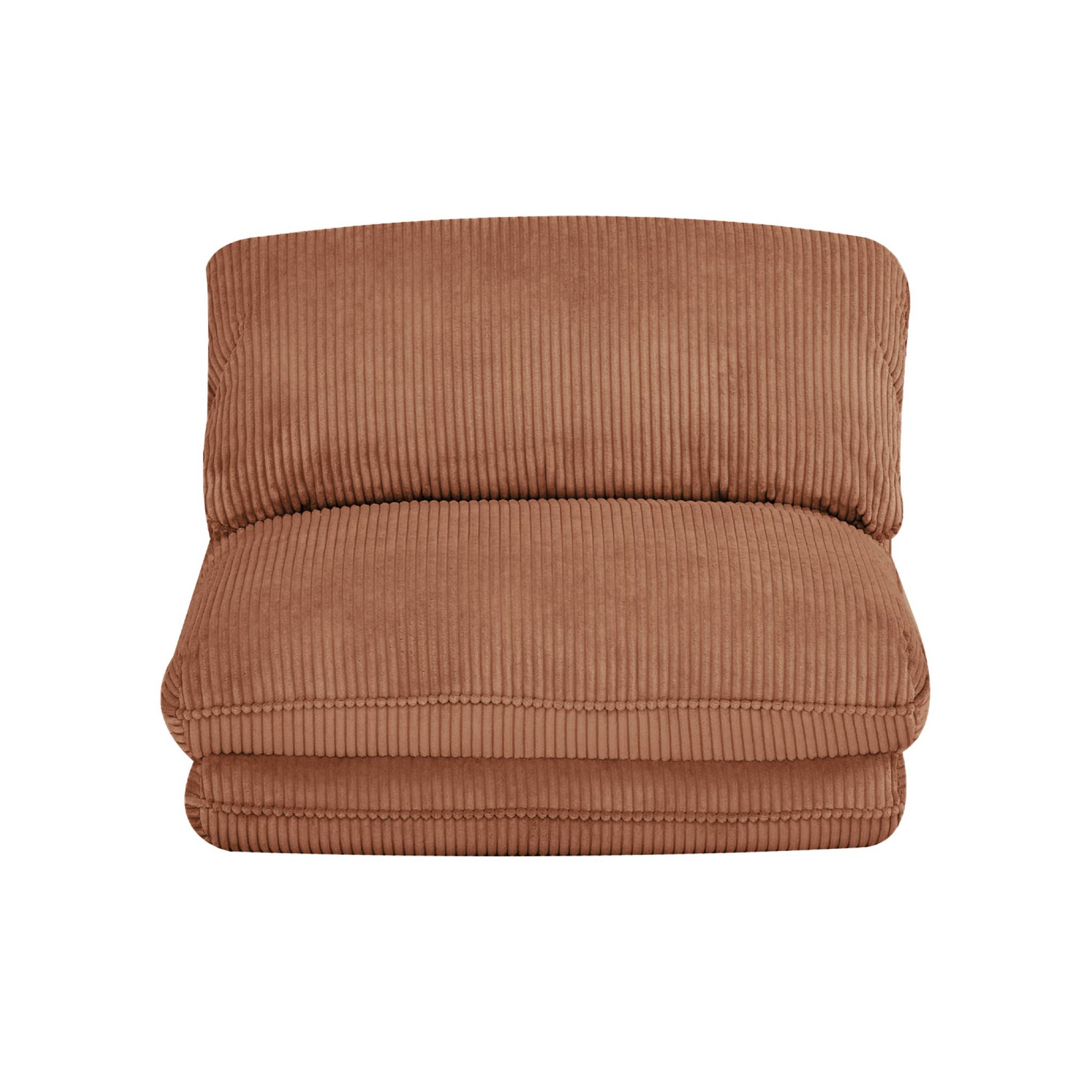 Chauffeuse matelas camel convertible velours côtelé grosse côte 1 place Cosy