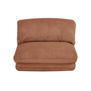 Chauffeuse matelas camel convertible velours côtelé grosse côte 1 place Cosy