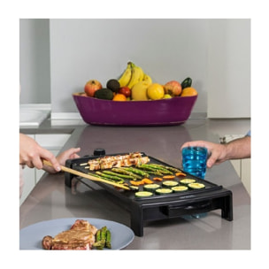 Plancha de Asar, Grill Eléctrico Black and Water 2500. 2150 W, Revestimiento Ant