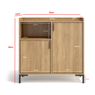 Aparador entrada Dover melamina roble dorado 88x90x33 cm