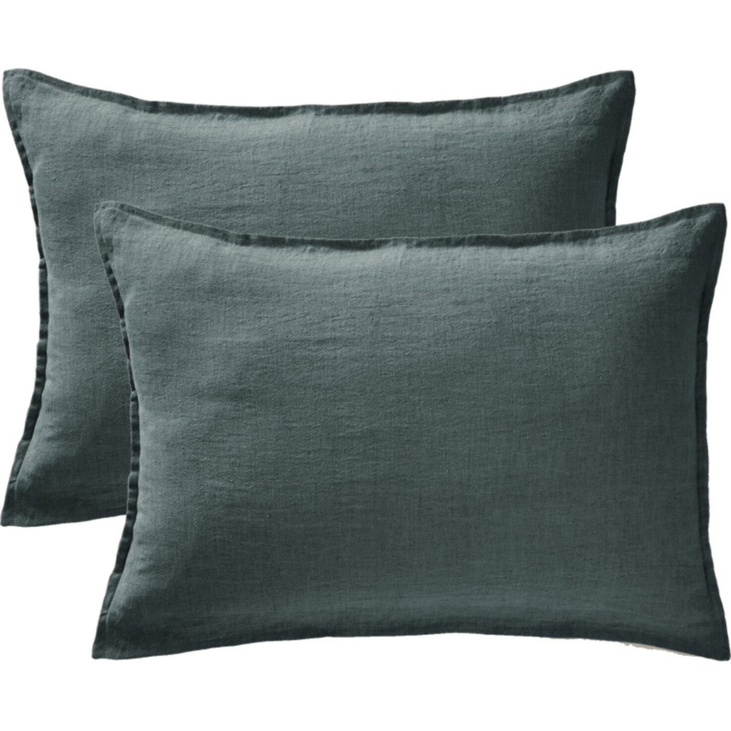 Lot de 2 taies d'oreiller "Soline" "Lin lavé" - Couleur: Soline Ardoise