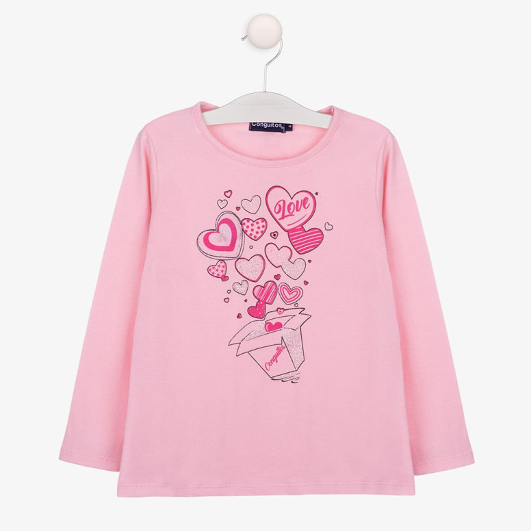 Maglietta a maniche lunghe da ragazza, rosa