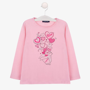 Maglietta a maniche lunghe da ragazza, rosa