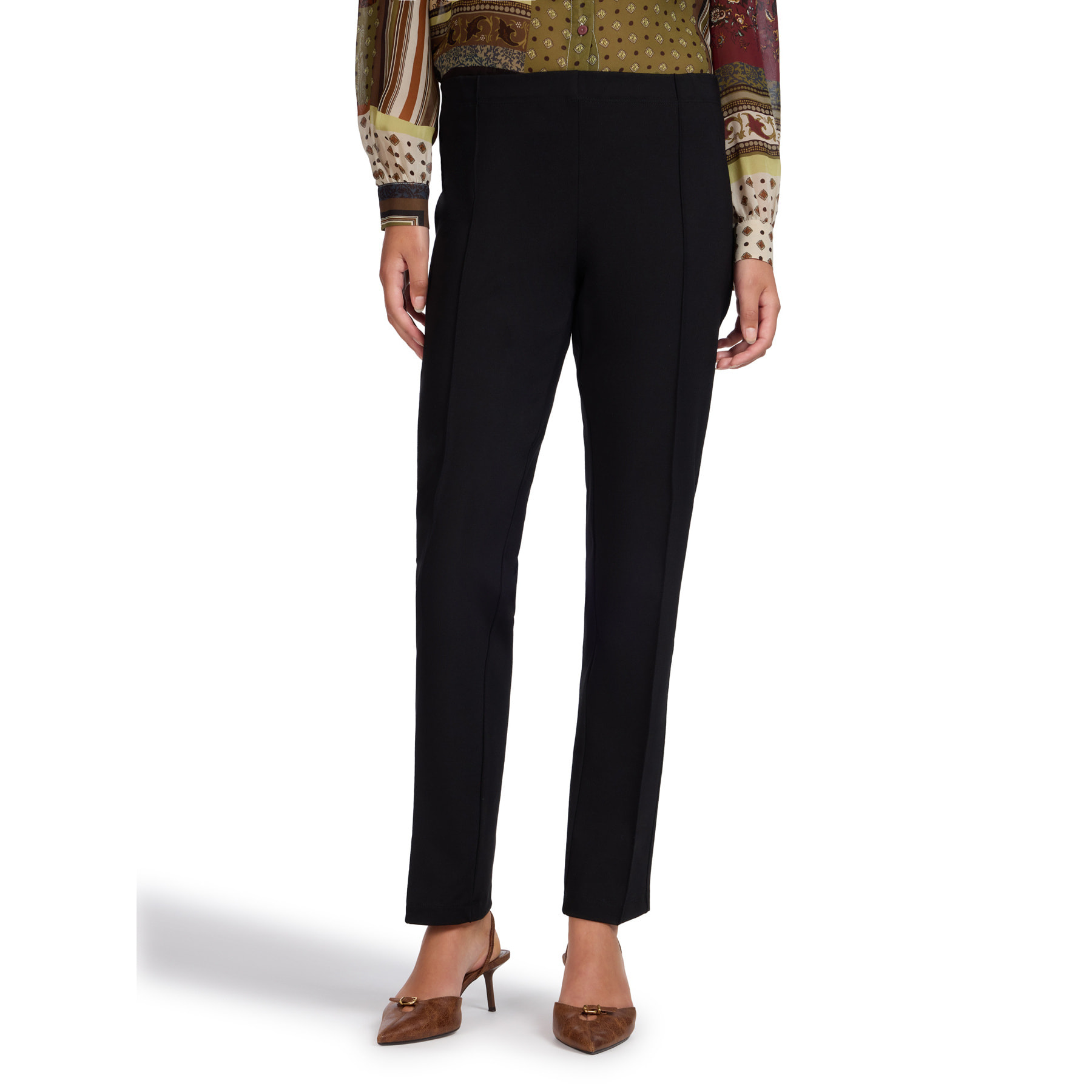Elena Mirò - Pantalones slim en punto Milano - Negro