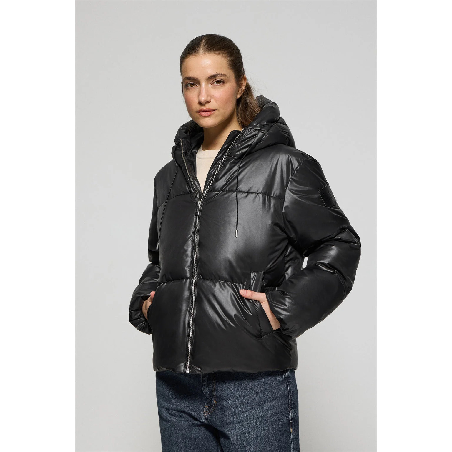 Chaqueta negra corta acolchada Sidney con detalles Polo Club