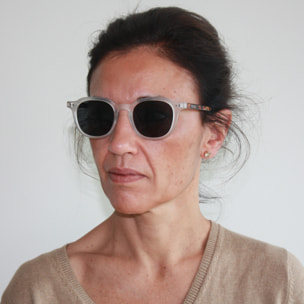 Gafas de sol OCEAN HILL - Blanco transparente mate con patillas en carey y / Ahumada