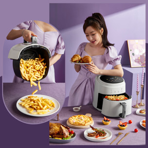 Friggitrice ad aria 8L, 1400W. Pannello tattile, programmi di cottura, modalità manuali, riscaldamento 3D, griglia antiaderente. PRODOTTO CON IMBALLO DANNEGGIATO.