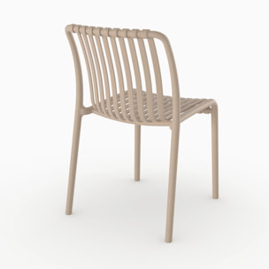 Lot de 2 chaises de jardin empilables en plastique beige - Duli