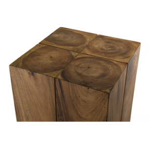 SUZY - Table d'appoint carrée haute 38x38cm bois Suar piètement noir