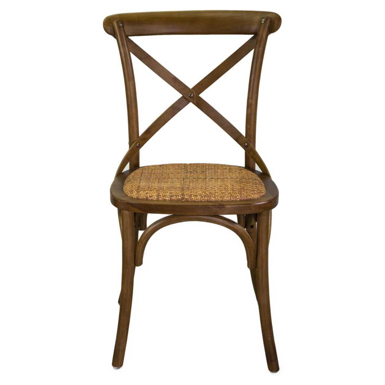 Sedia Cross Vacchetti in legno marrone chiaro con seduta a intreccio cm51x55h46,5/89