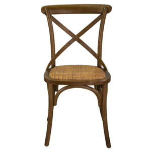 Sedia Cross Vacchetti in legno marrone chiaro con seduta a intreccio cm51x55h46,5/89