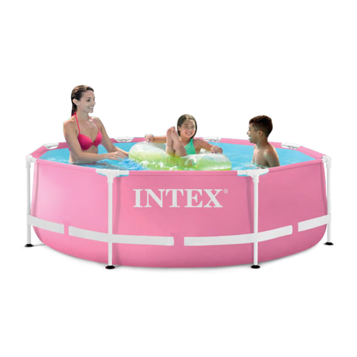 Piscina Intex Metal Frame Redonda Rosa, 244x76 cm