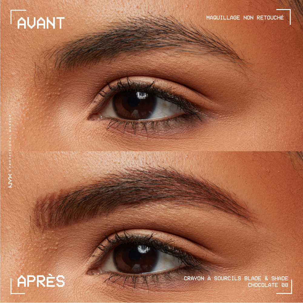NYX Professional Makeup Blade & Shade, Crayon sourcils double embout, tenue jusqu'à 16h, Chocolate