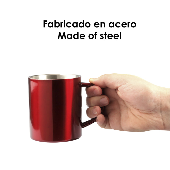 Yozax tazza in acciaio inox da 280ml di capacità con un originale design bicolore, finitura lucida.