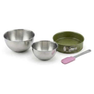 Set pâtisserie avec moule à manqué à charnière, 2 bols à mixer et spatule Zenker