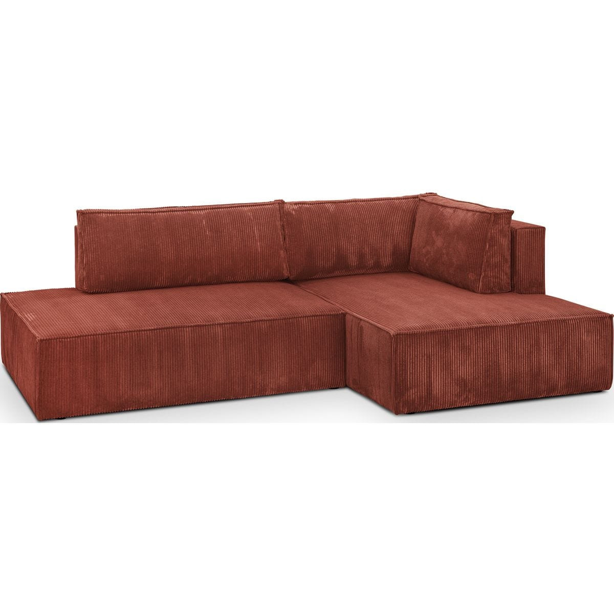 Canapé d&#x27;angle à droite convertible 3 places en velours côtelé - BARANI
