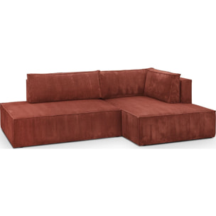 Canapé d&#x27;angle à droite convertible 3 places en velours côtelé - BARANI