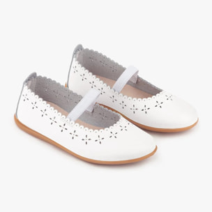 Bailarinas De Niña Piel Lavable En Blanco