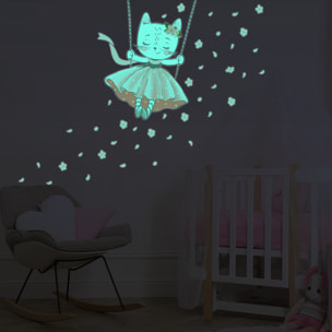 Sticker phosphorescent lumineux - CHAT DANSEUSE