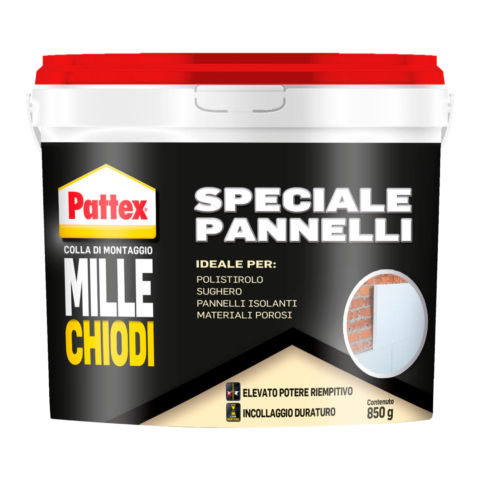 Pattex Mille Chiodi Speciale Pannelli Adesivo di Montaggio per Ambienti Interni - Barattolo da 850g