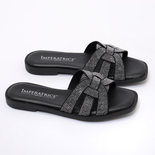 Ciabatte con strass in simil pelle con sottopiede comodissimo in memory