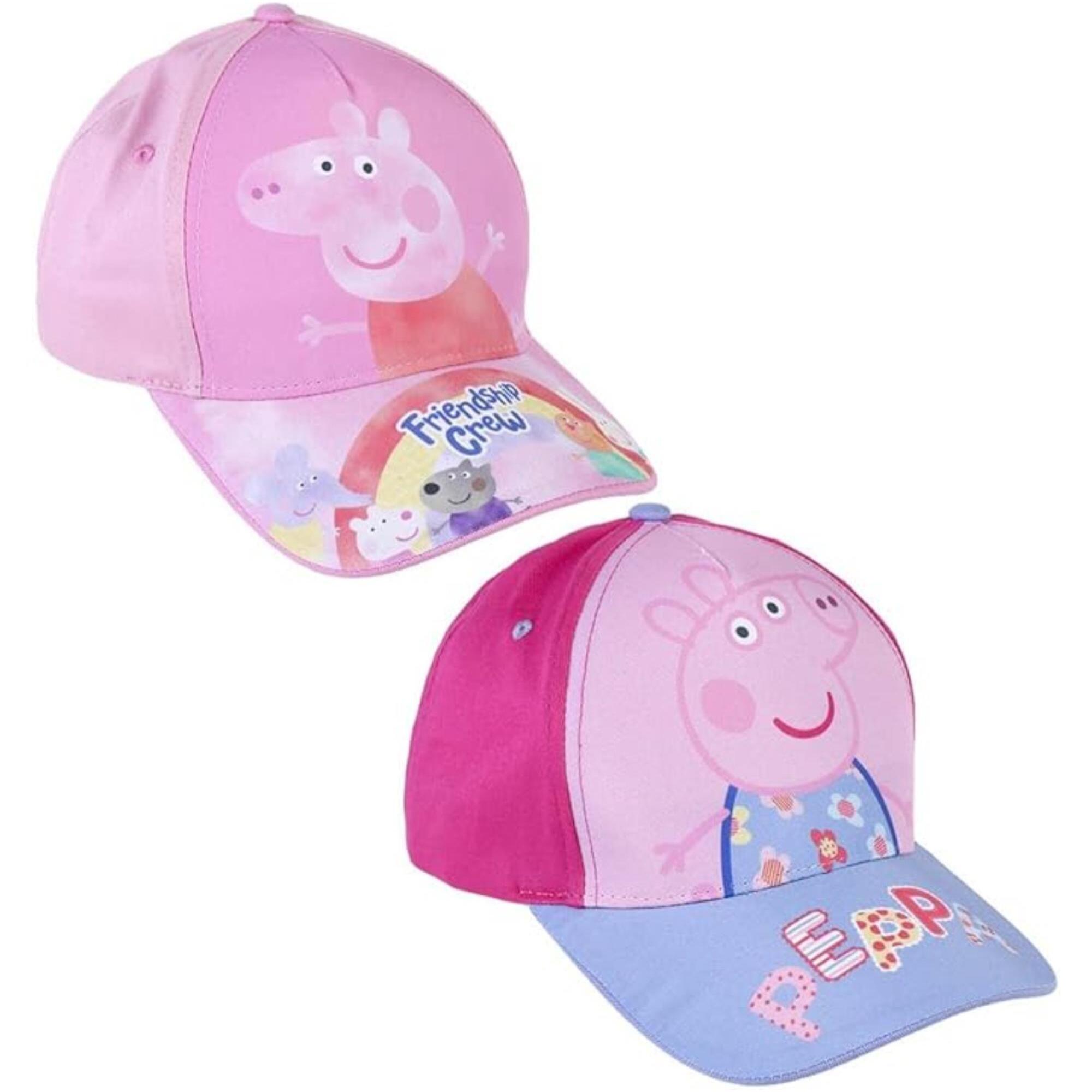 Gorra infantil de peppa pig - color rosa - apta de 2 a 8 años - combina algodón y poliéster - gorra para niños con velcro trasero ajustable