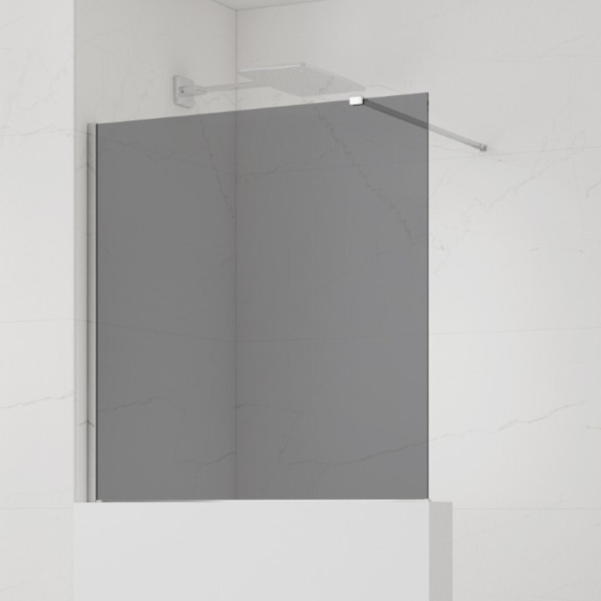 Pare-muret 100x90cm Paroi en verre Crystal Glass® 8 mm anticalcaire, avec bras et profilés chrome brillant (SATBWIS90KSPR)