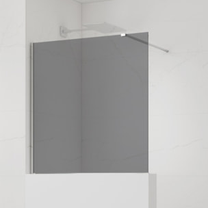 Pare-muret 100x90cm Paroi en verre Crystal Glass® 8 mm anticalcaire, avec bras et profilés chrome brillant (SATBWIS90KSPR)