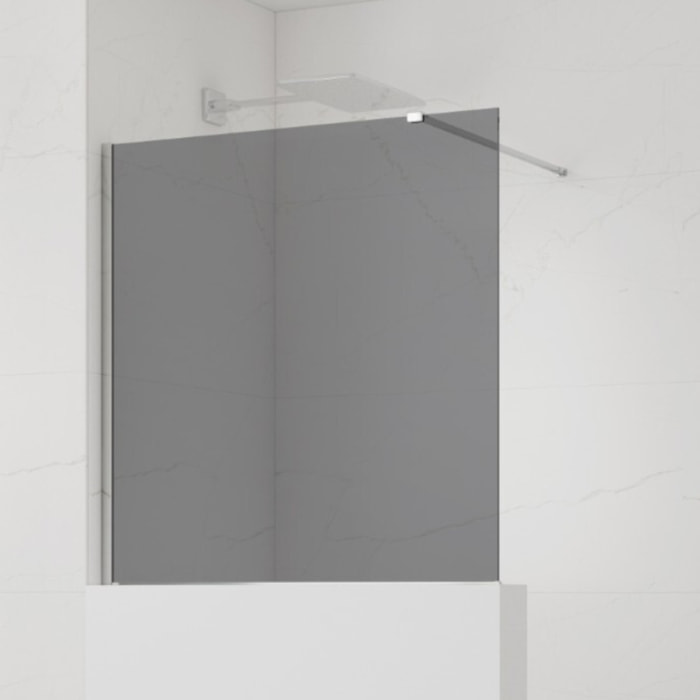 Pare-muret 100x90cm Paroi en verre Crystal Glass® 8 mm anticalcaire, avec bras et profilés chrome brillant (SATBWIS90KSPR)