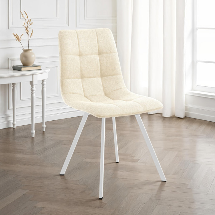 Lot de 4 chaises de salle à manger Tomasucci NEW TANIA, en tissu, beige, blanc, 56 × 46 × 85 cm