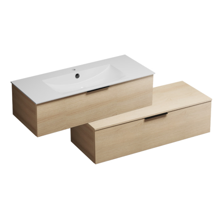Meuble vasque 120 cm BURGBAD Olena en décalé chêne