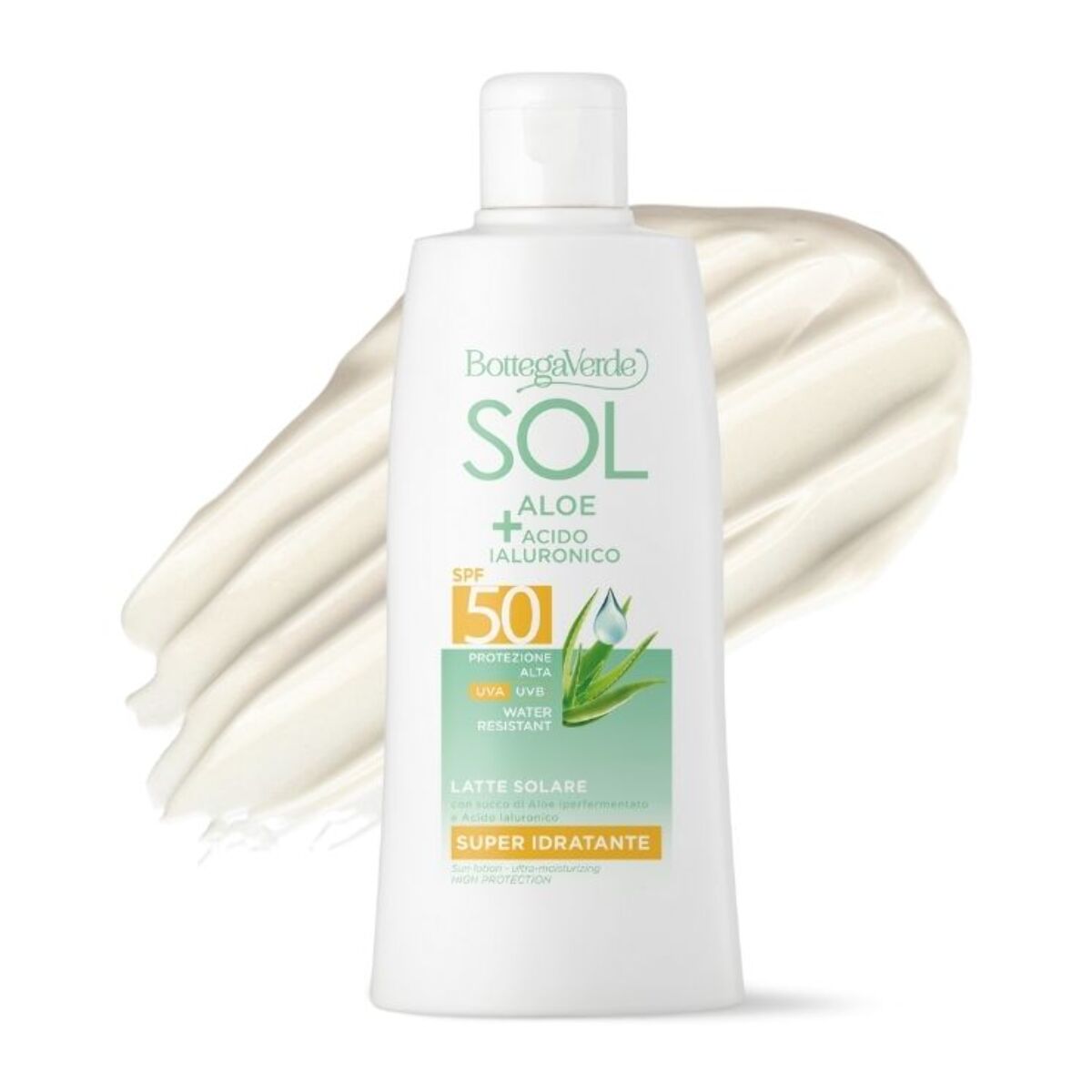 SOL Aloe Acido Ialuronico - Latte solare - protezione alta SPF50