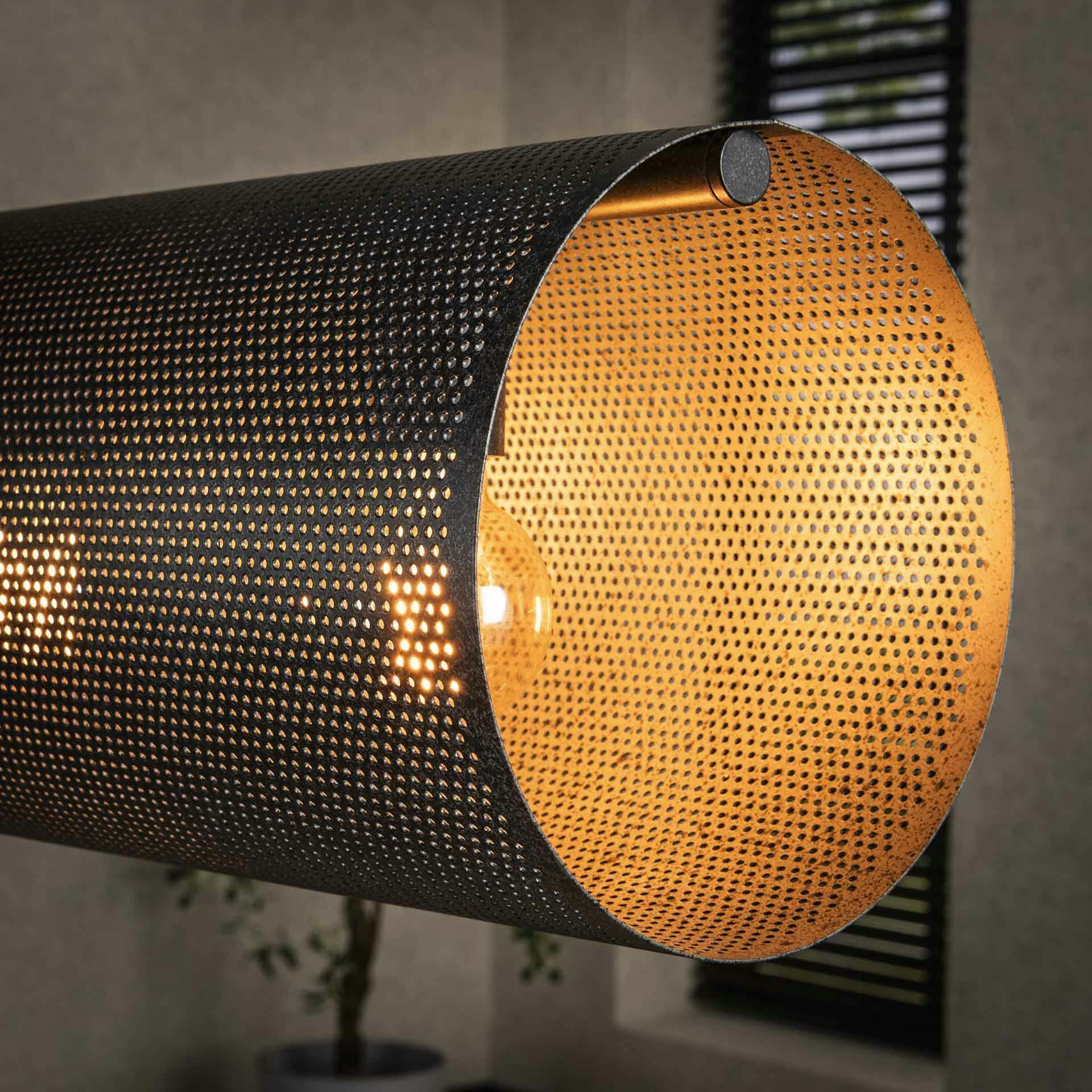 Suspension tube en métal noir perforé 7 lampes RALF