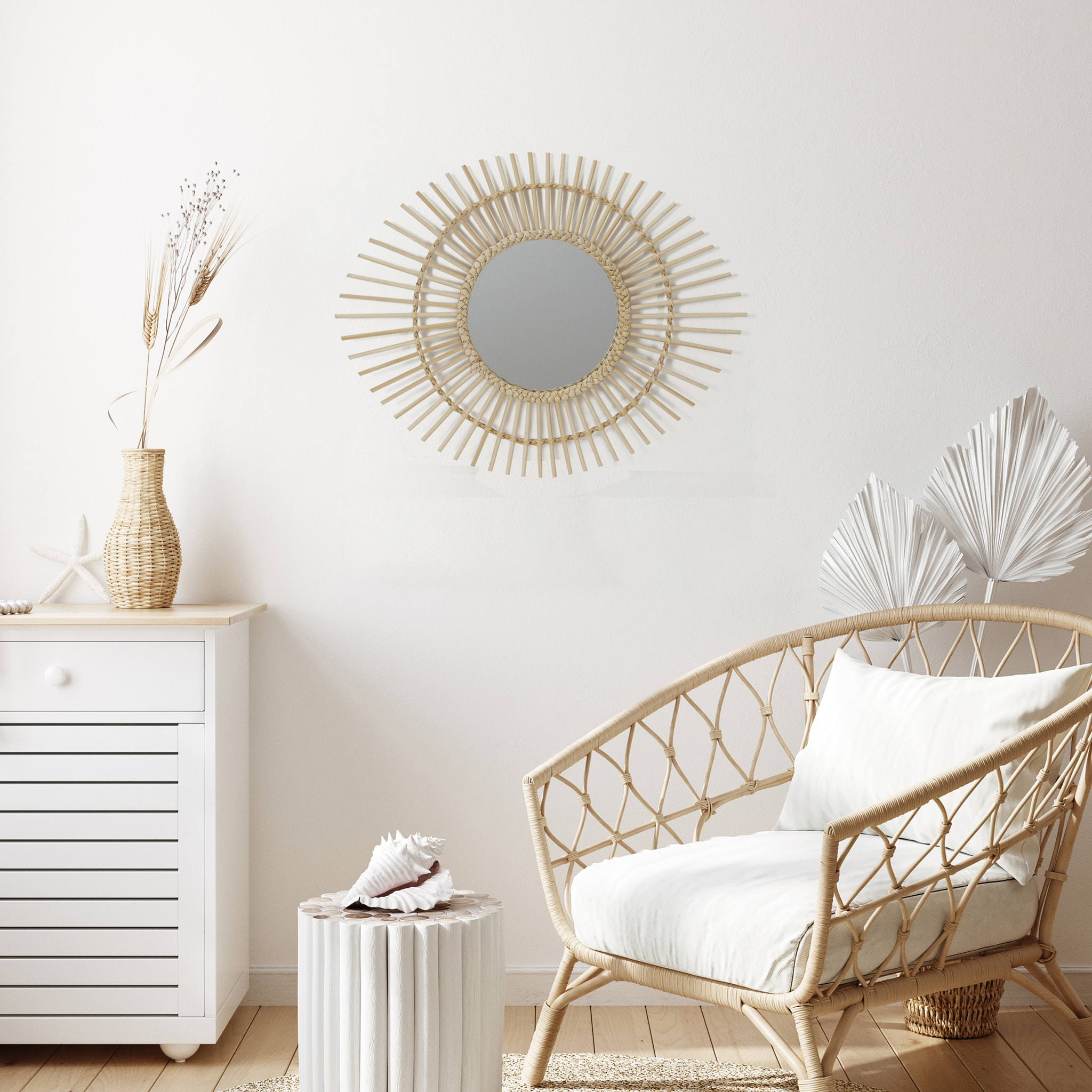 Miroir Rotin Ovale 58cm