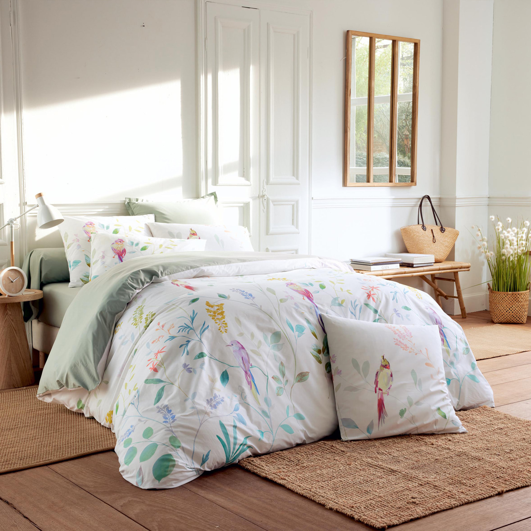 Parure de lit 3 pièces percale de coton 80 fils housse + taies - Blanc