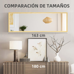 Espejo de Cuerpo Entero Moderno 163x53,5 cm Espejo de Pie Espejo de Suelo de Madera Colgar Vertical u Horizontal Decorativo para Salón Dormitorio Cocina Natural