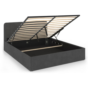 Lit avec tete de lit arrondie Louise - Velours gris