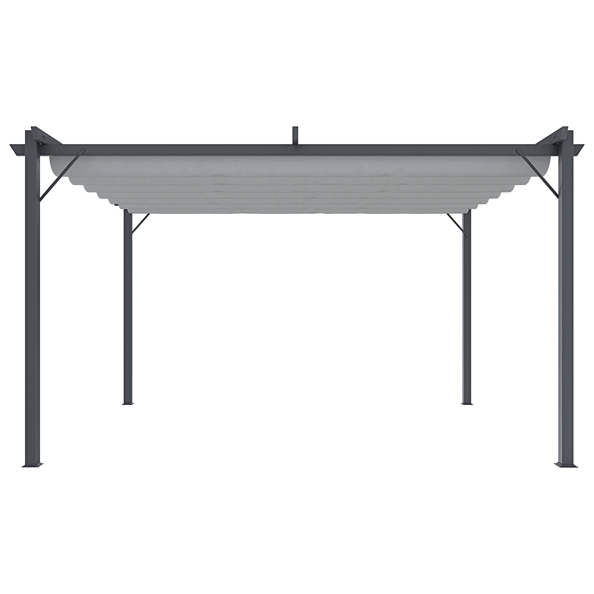 Gazebo Pergola 3x4 M Pergolato Con Telo Grigio Impermeabile Retrattile Richiudibile Struttura In Acciaio Per Giardino Terrazzo Piscina Esterno Fiere