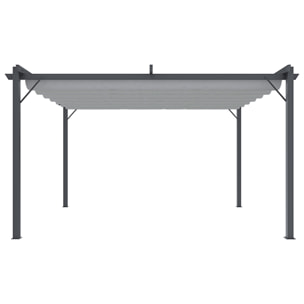 Gazebo Pergola 3x4 M Pergolato Con Telo Grigio Impermeabile Retrattile Richiudibile Struttura In Acciaio Per Giardino Terrazzo Piscina Esterno Fiere