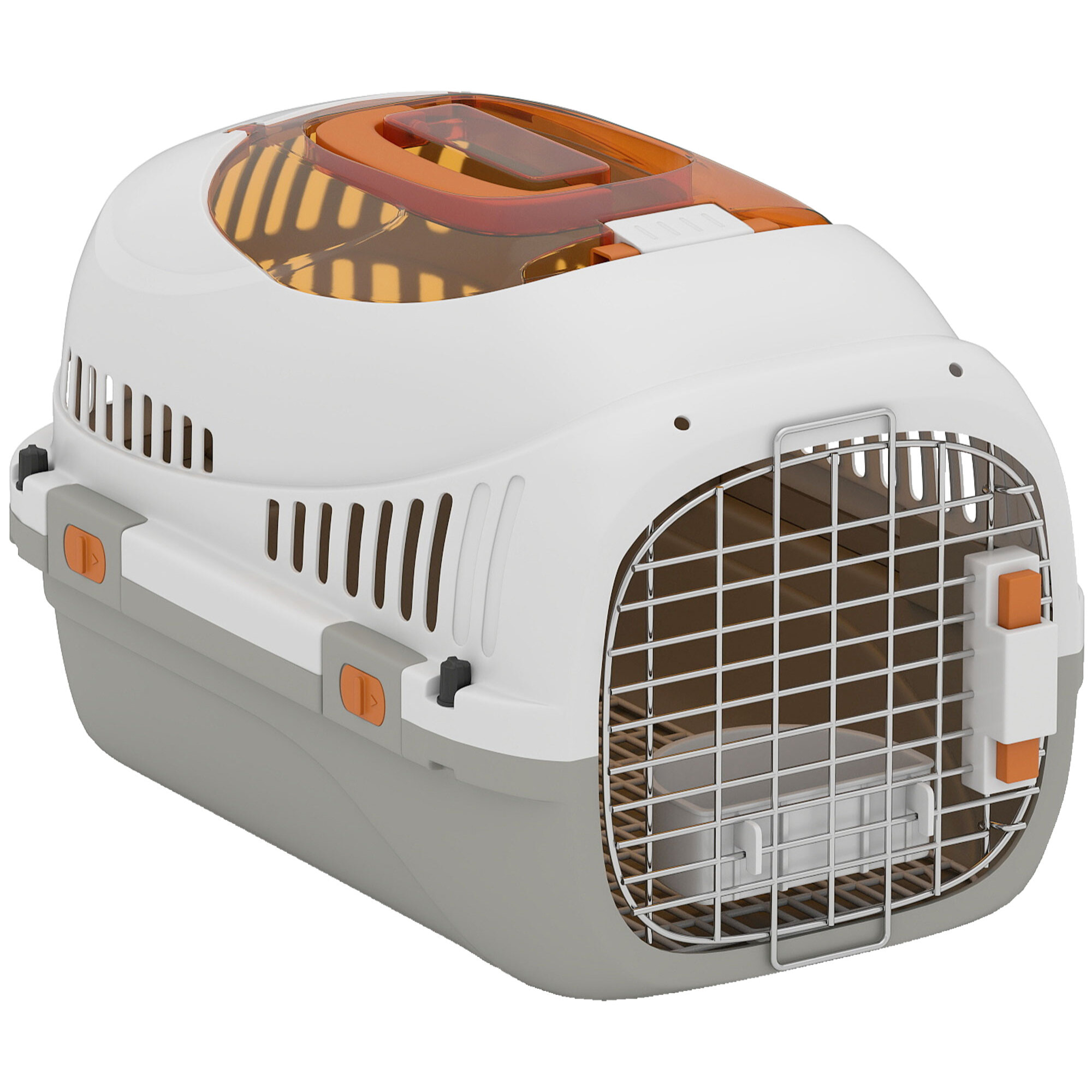 Caisse de transport chat et chien max. 4Kg porte acier gamelle intégrée